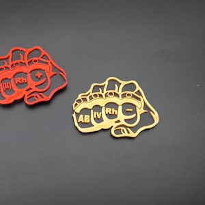 Patch with blood type on Velcro. 3d printing.