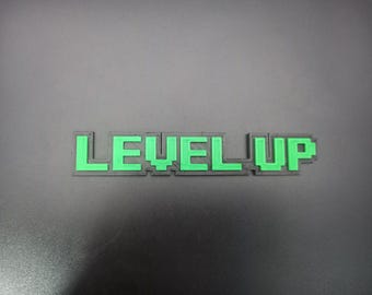 3D Printed LEVEL UP Pixel Sign: Retro Gamer Room Decor