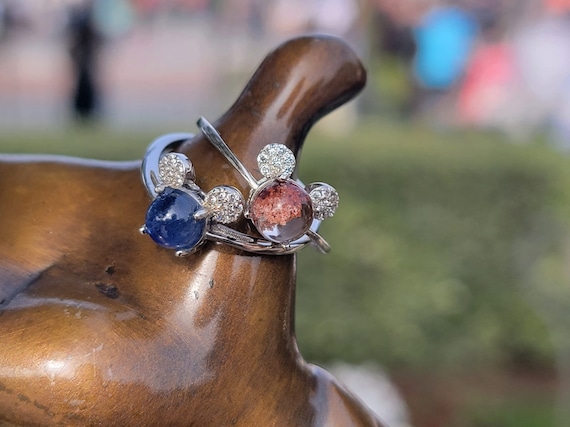 Sterling Silver Mickey Mouse Ring Garden Quartz or Kyanite adjustable Disney Mickey ring Mickey shape ring Disney Jewelry Disneyland Jewelry