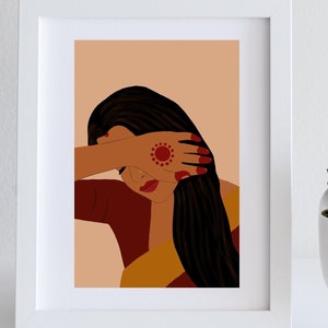Desi Art, Art indien, Art mural indien, Art de l'Asie du Sud, Tamoul, Art asiatique, Art de l'Inde du Sud, Fille brune, Impression Desi, Téléchargement numérique