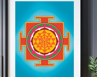 Sri yantra, Shree yantra, Yantra painting, Spiritual gift, Yantra mandala, wall art, Meditation art, Digital download, Vastu yantra, Yoga