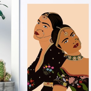 Boho Kunst, Desi Kunst, Indische Kunst, Indische Wandkunst, Südasiatische Kunst, Tamilisch, Asiatische Kunst, Südindische Kunst, braunes Mädchen, digitaler Download