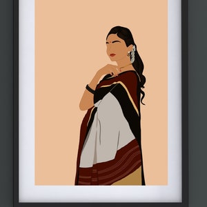 Boho Art, Desi Art, Indian Art, Indian Wall Art, South Asian Art, Tamil, Asian Art, South Indian Art, Brown Girl, Digital download, Saree