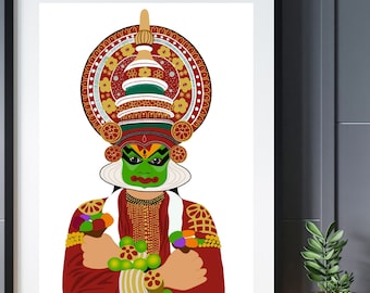 Boho Art, Desi Art, Indian Art, South Asian Art, Tamil, Asian Art, South Indian Art, Brown Girl, Digital download, kathakali, Kerala