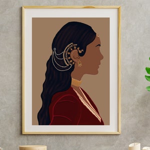 Desi Art, Indian Art, Indian Wall Art, South Asian Art, Tamil, Asian Art, South Indian Art, Brown Girl, Desi Print, Digital download