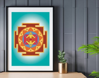 Narasimha yantra, Yantra painting, Spiritual gift, Yantra mandala, wall art, Meditation art, Digital download, Vastu yantra, Yoga art, Decor
