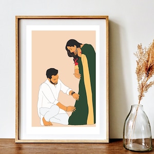 Boho Art, Desi Art, Indian Art, Mother’s Day gift, South Asian Art, Tamil, Asian Art, South Indian Art, Brown Girl, Digital download, Couple