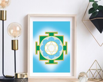 Saraswati yantra, Yantra painting, Spiritual gift, Yantra mandala, wall art, Meditation art, Digital download, Vastu yantra, Yoga Art