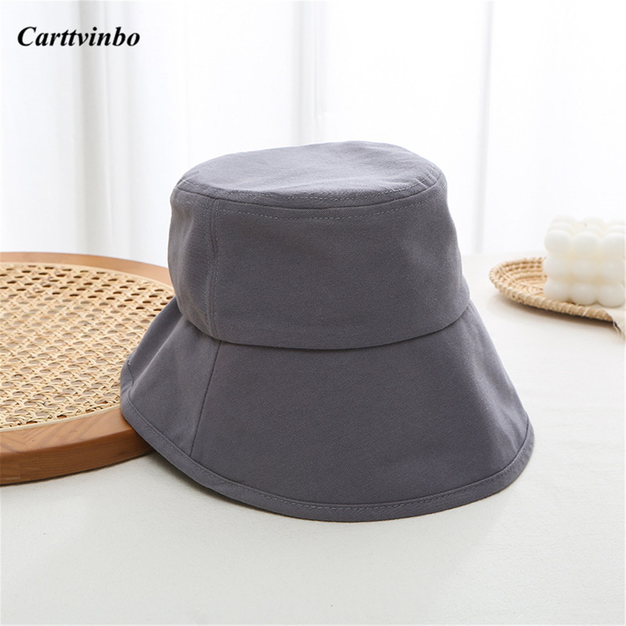 Japanese Solid Color Bucket Hat Big Brim Bucket Hat UV Etsy