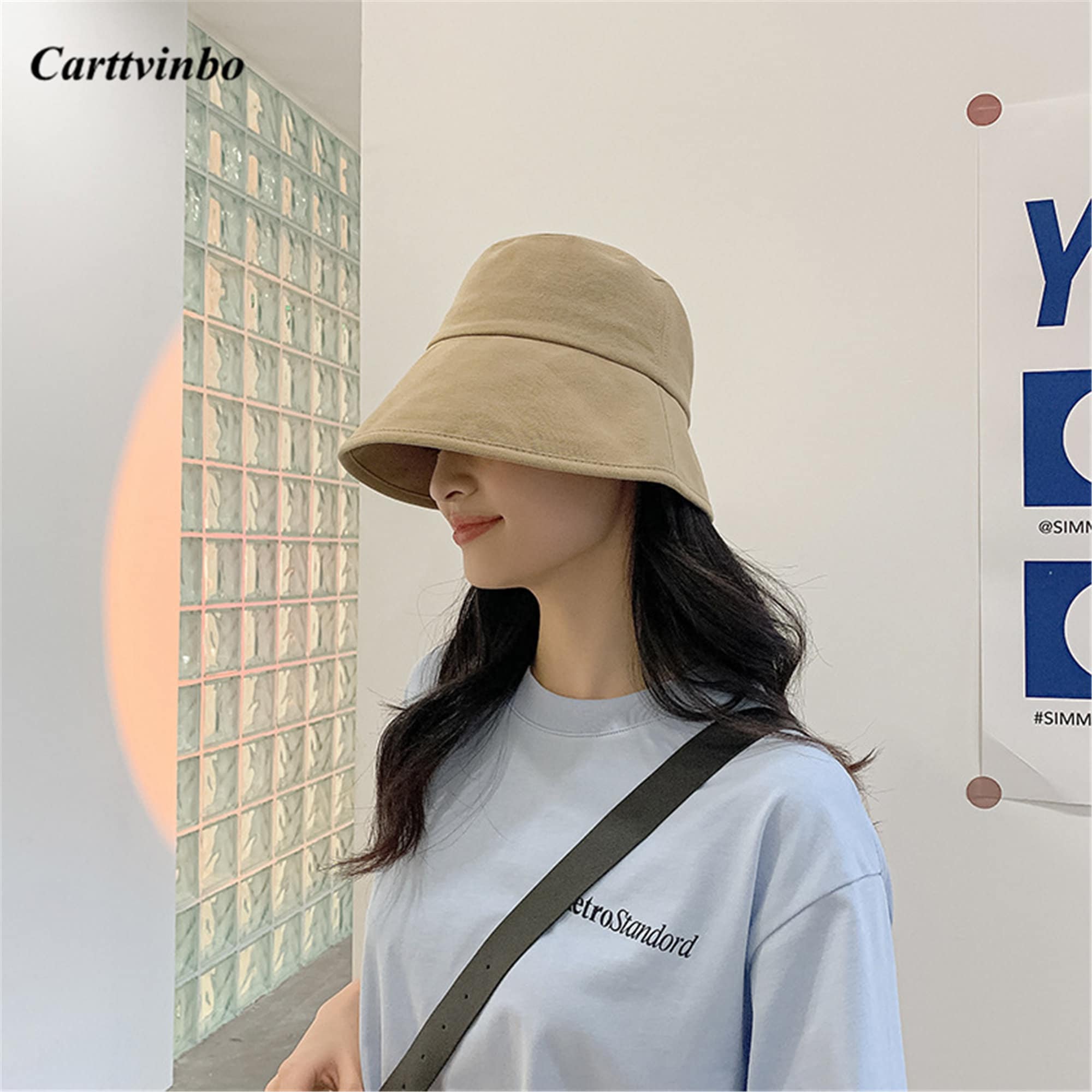 Japanese Solid Color Bucket Hat Big Brim Bucket Hat UV | Etsy