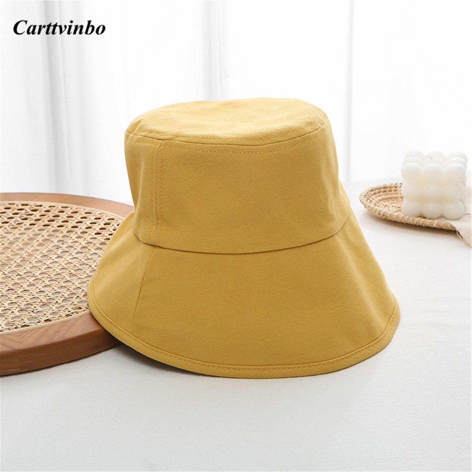 Japanese Solid Color Bucket Hat Big Brim Bucket Hat UV | Etsy