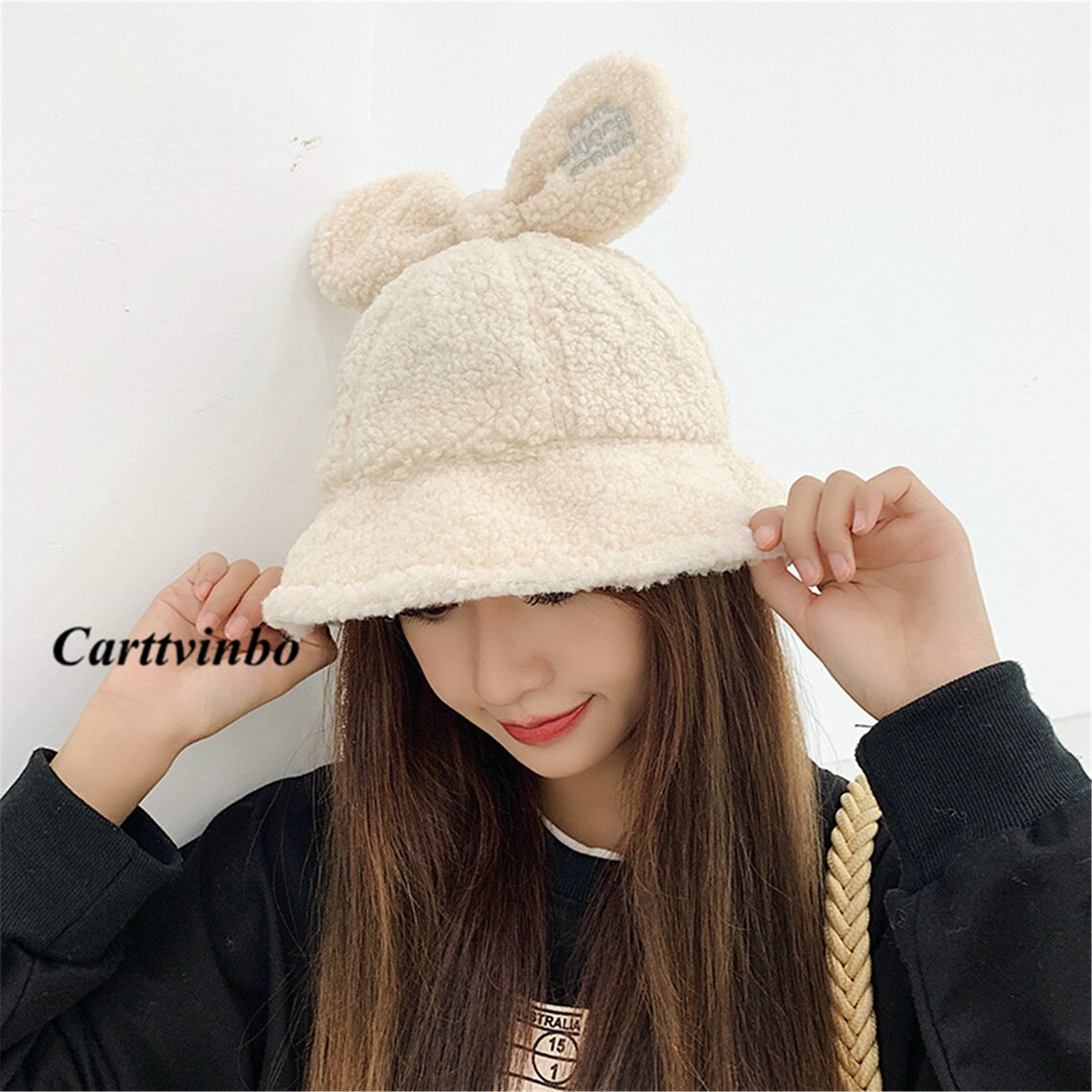 Cute Rabbit Ears Winter Outdoor Bucket Hat Vacation Lady | Etsy
