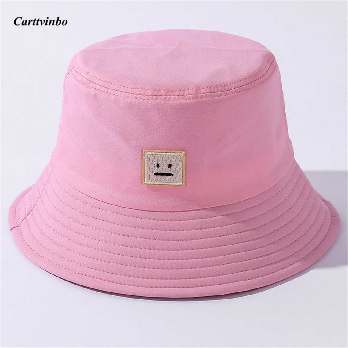 Square Smiley Face Embroidered Bucket Hat Smiley Face Etsy