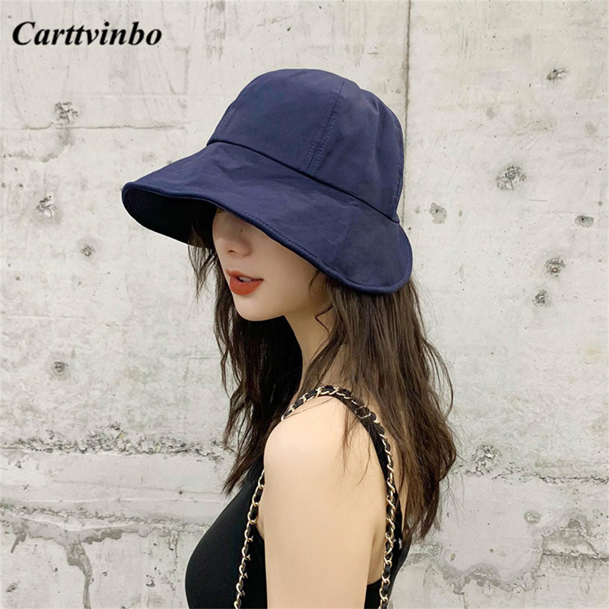 Japanese Cotton LargeBrimmed Sun Hat Vacation Solid Color Etsy