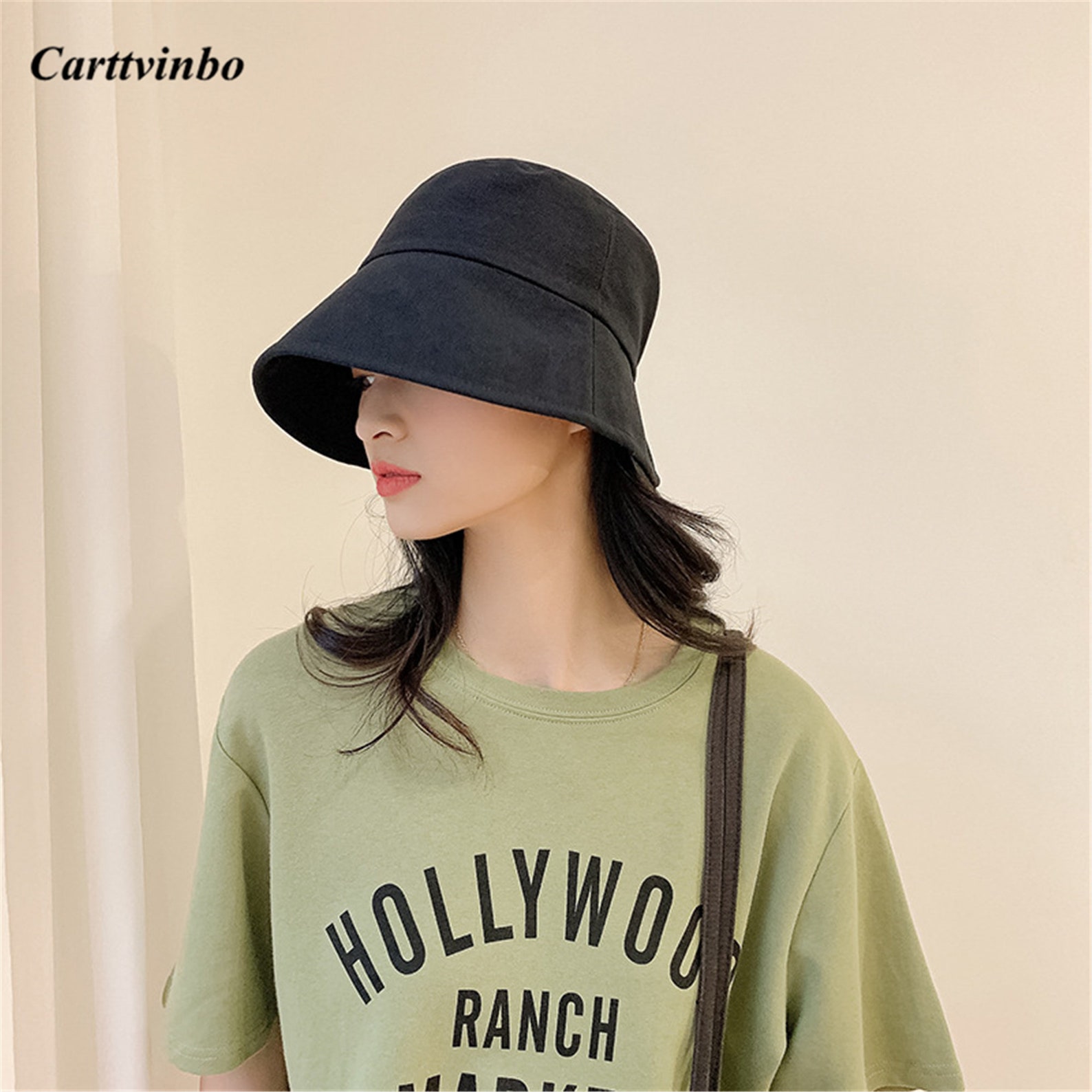 Japanese Solid Color Bucket Hat Big Brim Bucket Hat UV | Etsy