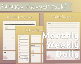 Autumn Planner Pack, Weekly Planner, Monthly planner, Undated planner, daily planner,