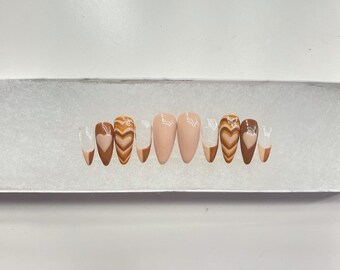 Multicolored Heart French Tips
