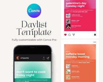 Spotify Daylist Canva Template | Fully Customizable | INSTANT Digital Download | Social Media Template | Canva Pro