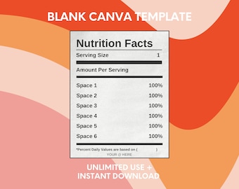 Canva Template: Nutrition Facts Label - INSTANT DOWNLOAD Design for Social Media Feed