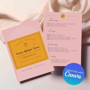 Veuve Before Vows Bachelorette Invitation and Itinerary Template / Pink Champagne Bach Party - DESCARGA DIGITAL