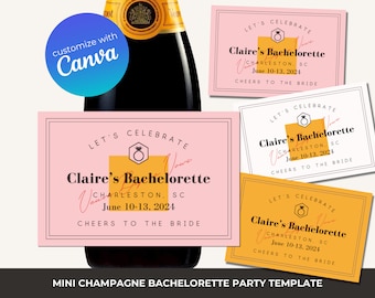 Junggesellinnenabschied Mini Champagner Etikett Vorlage | Personalisierbarer Veuve Bevor Gelübde Flaschenaufkleber DIGITAL DOWNLOAD