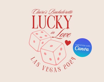 Bearbeitbares Las Vegas Bachelorette Logo | Lucky in Love Benutzerdefinierte SVG-Grafik für Merch - DIGITAL DOWNLOAD, Canva Template