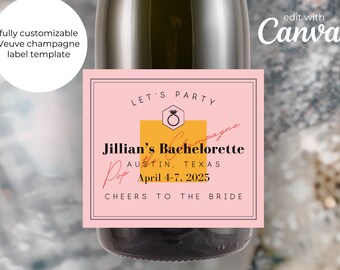 Canva Template: Custom Champagne Label | Personalized Champagne Bottle Label for Birthday, Wedding, Graduation | DIGITAL DOWNLOAD, Canva Pro