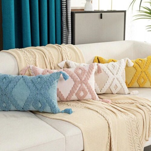 Boho Geometric Black and White Cushion Cover Luxury Cushion Etsy UK