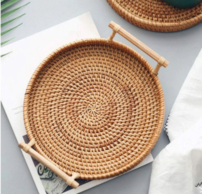 Rattan Handmade Tray Etsy