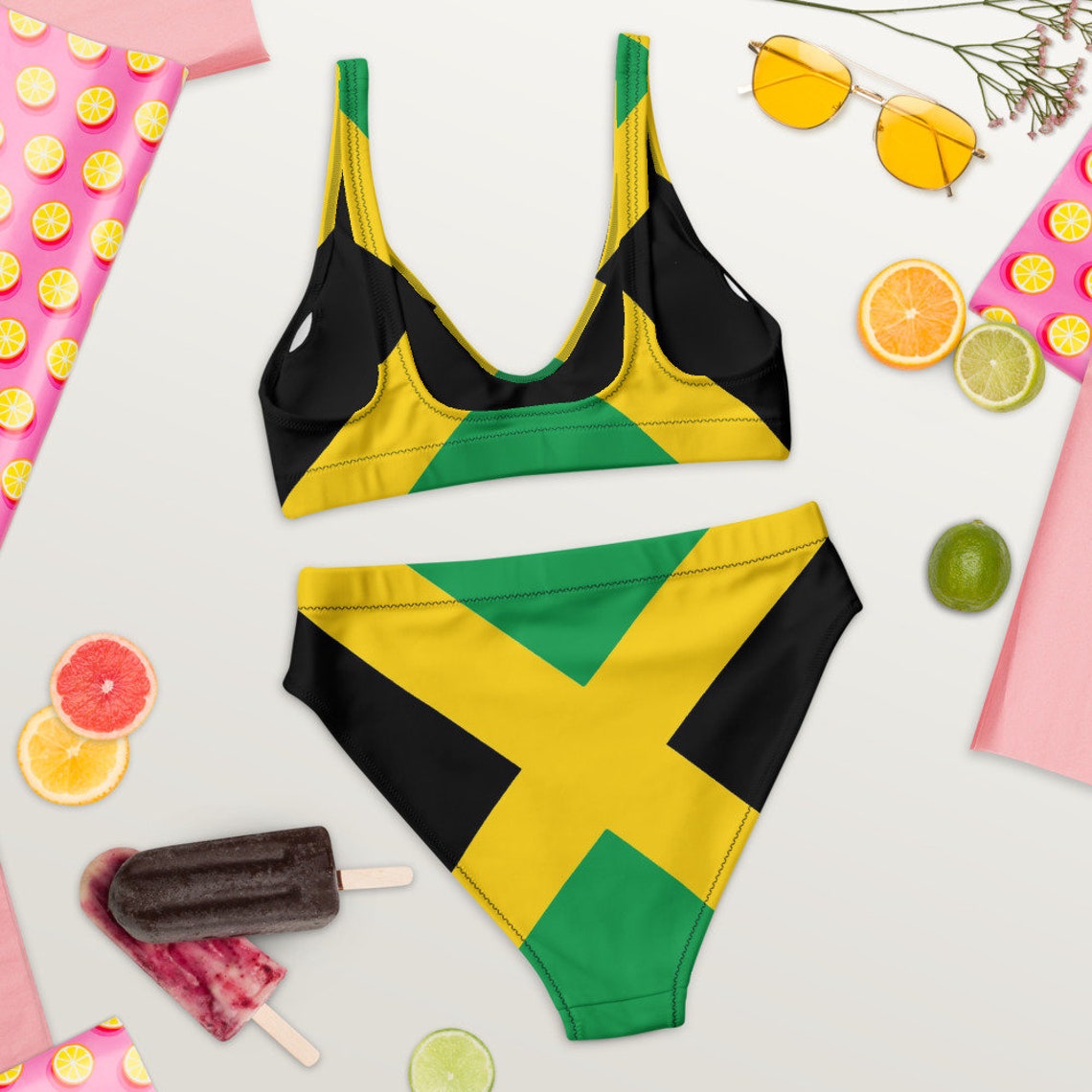 Julene 2 Jamaican Flag High Waisted Bikini Etsy