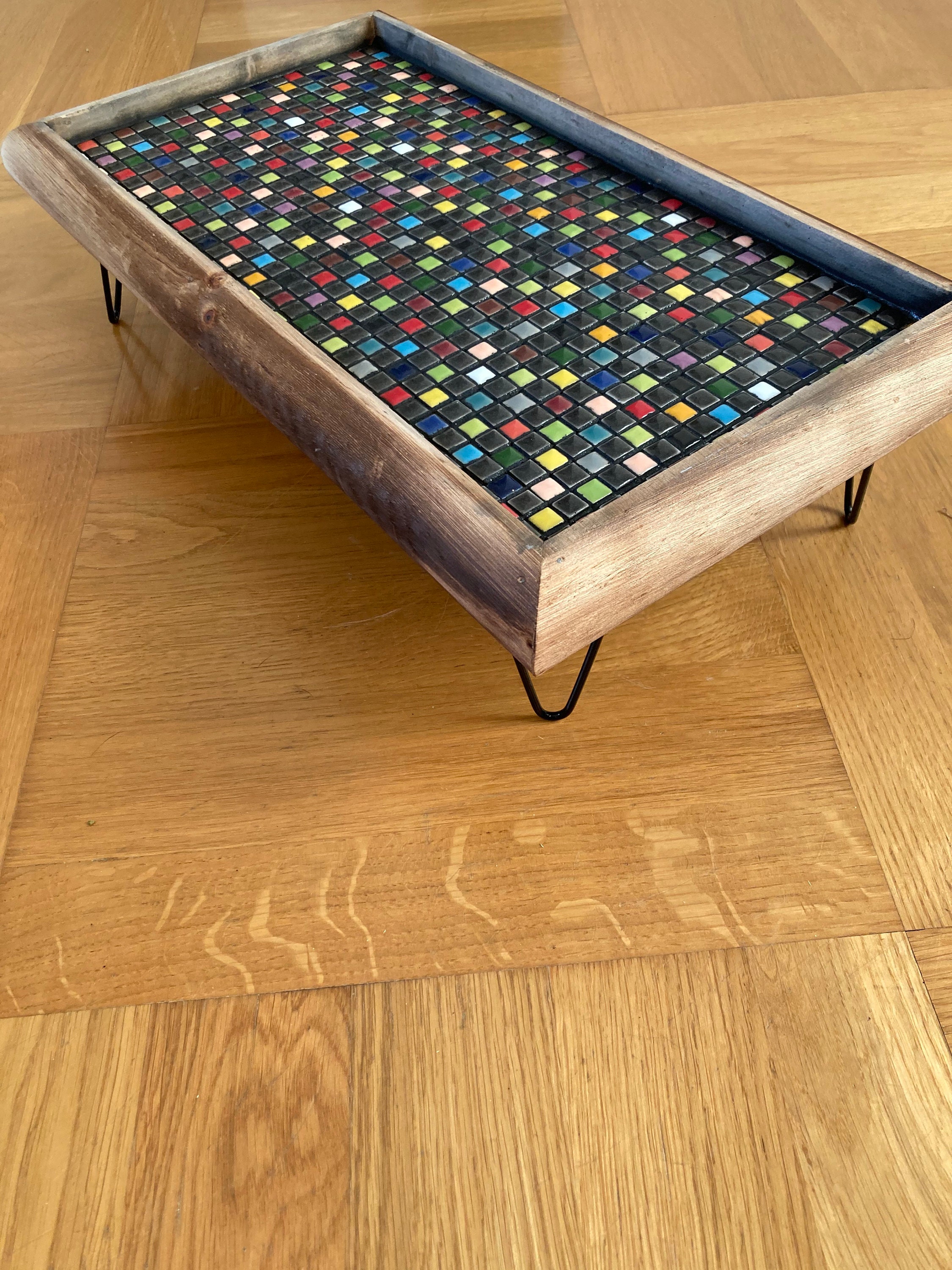 Wooden tray with feet Etsy