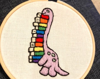 Book Loving Dinosaur Embroidery
