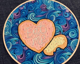 Alice in Wonderland Eat Me Cookie Embroidery