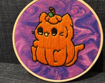 Pumpkin Cat Embroidery