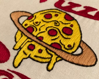 Broderie La planète de la pizza
