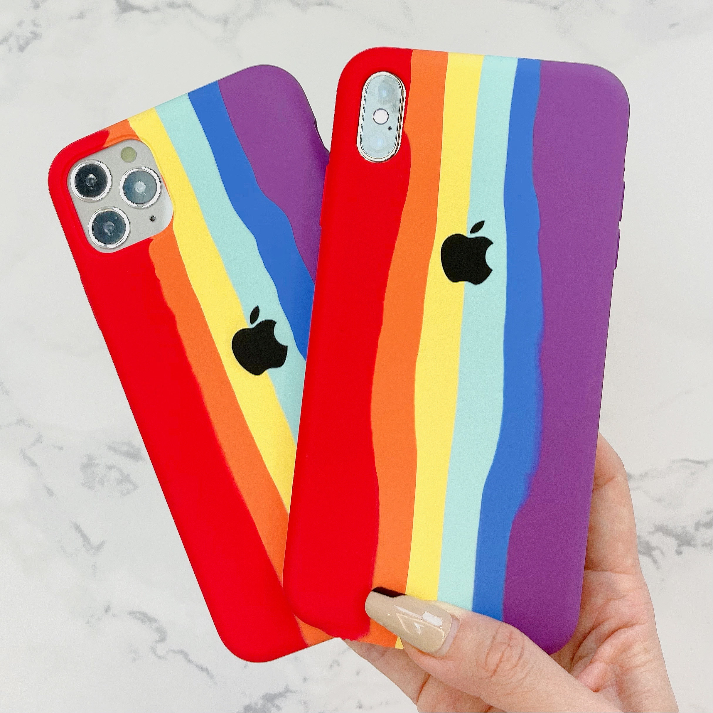 Handcrafted Creative Rainbow Apple Phone Case Watercolor Etsy
