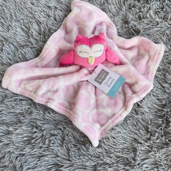 Owl Plush Girl Personalized Pink Newborn Lovie Lovey Security Blanket Baby Shower Gift