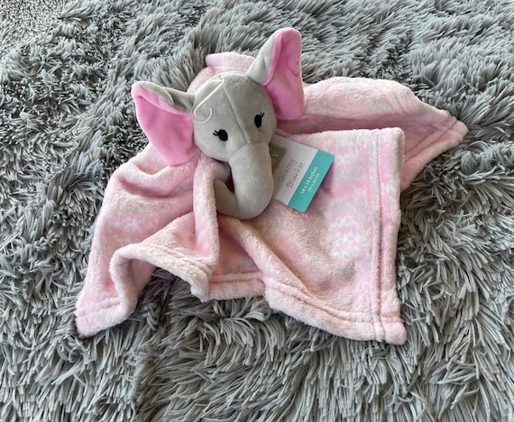 Elephant Gray and Pink Plush Personalized Newborn Lovie Lovey Security  Blanket Baby Shower Christening Christmas Gift Snuggie Toy