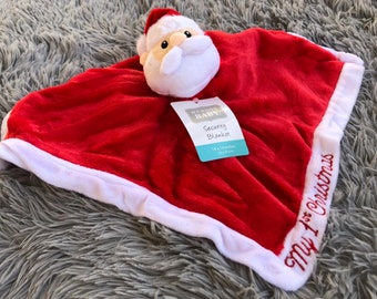 Baby’s First Christmas Santa Plush Personalized Lovie Lovey Security Blanket
