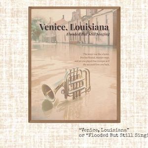 Art mural imprimable Venise en Louisiane - Poster de voyage vintage poétique - Impression ville inondée à téléchargement immédiat - Art de la ville onirique pour la décoration intérieure
