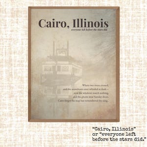 Cairo Illinois - Poster di poesia vintage - Lettere d'amore da città perdute - Download digitale 8x10 JPG