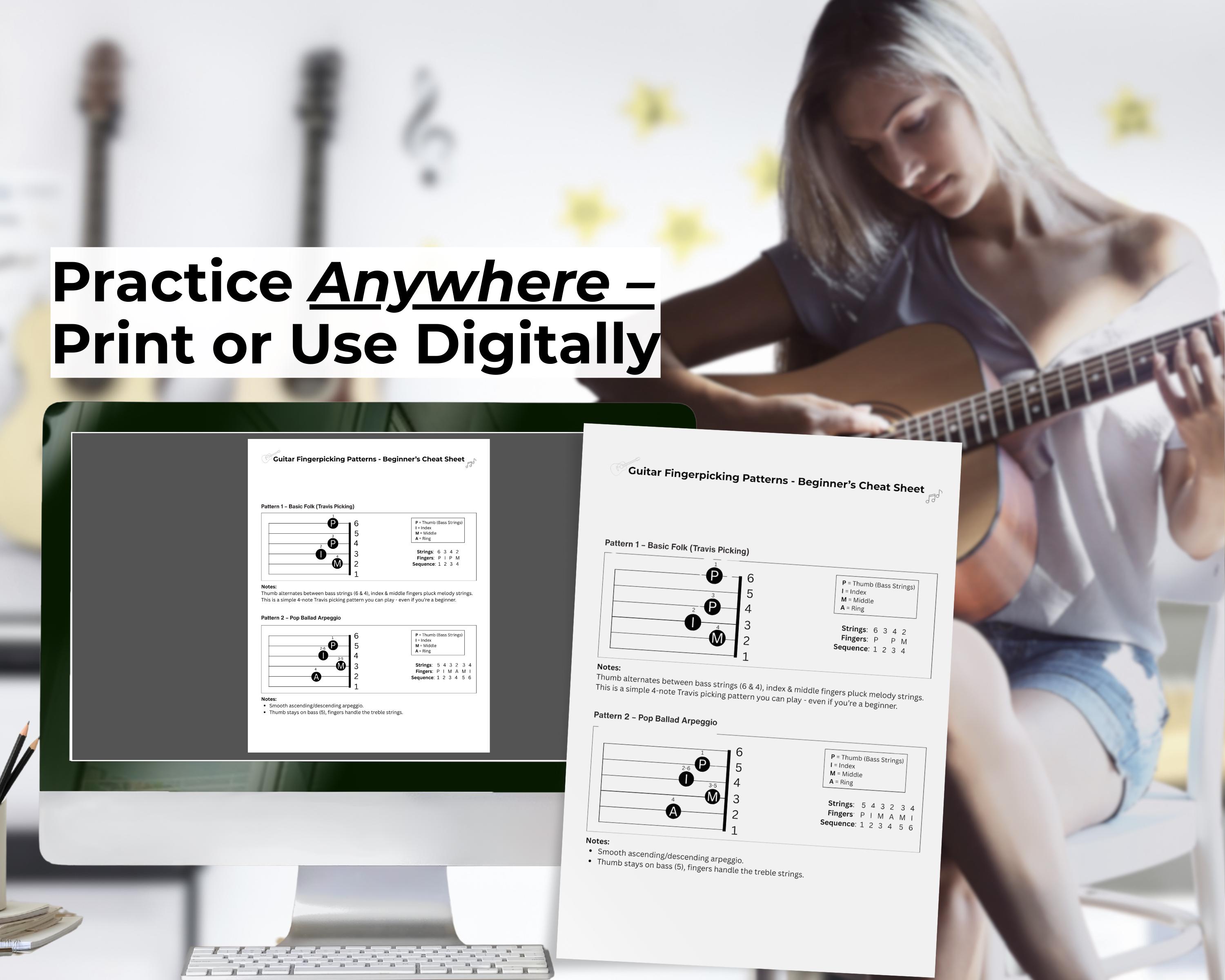 Easy Fingerpicking Patterns for Beginner Guitarists – Printable PDF ...