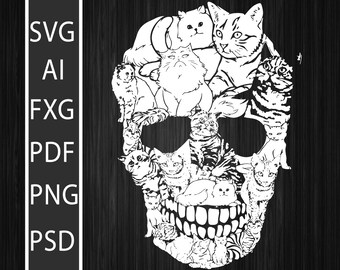 Download Skull Cat Svg Etsy PSD Mockup Templates
