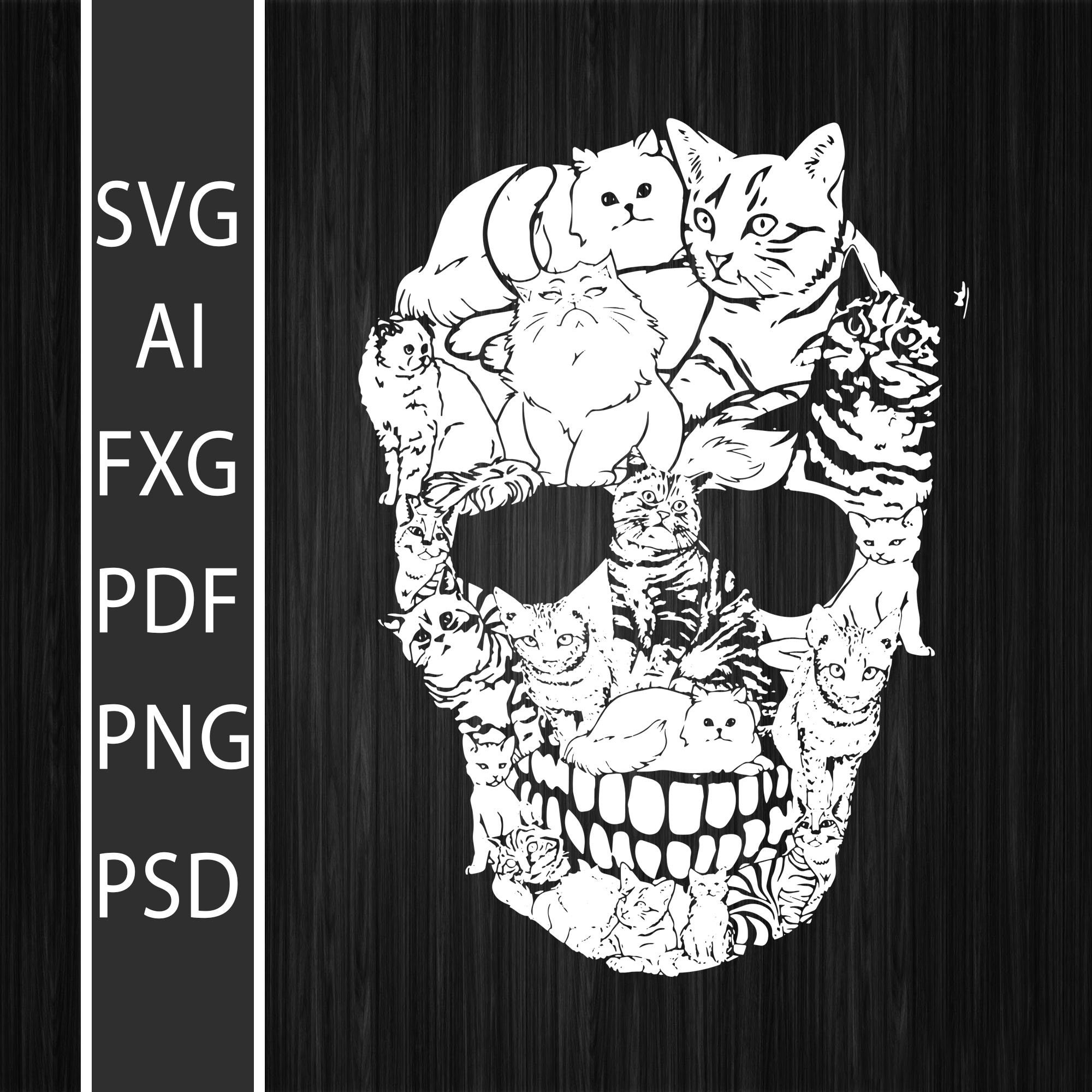 Cat Skull Svg Kitty Skeleton Halloween Costume Skull Cat Svg Etsy
