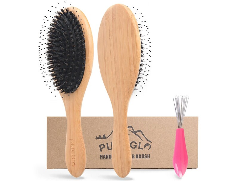 Pureglo Natural Bamboo Boar Bristle Hair Brush for Women and Etsy Canada