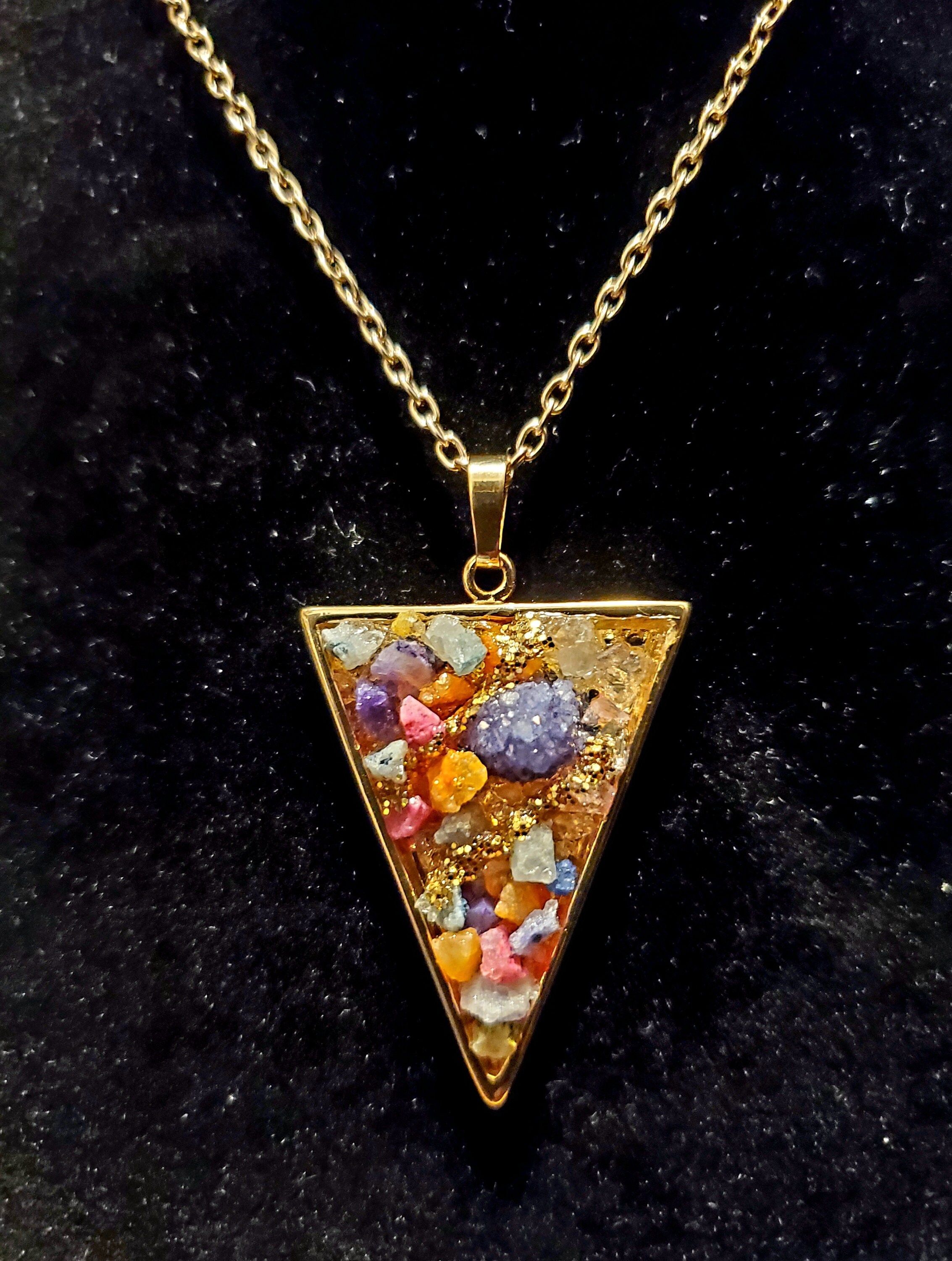 Beautiful Elegant 18k Gold Plated Crushed Gemstone