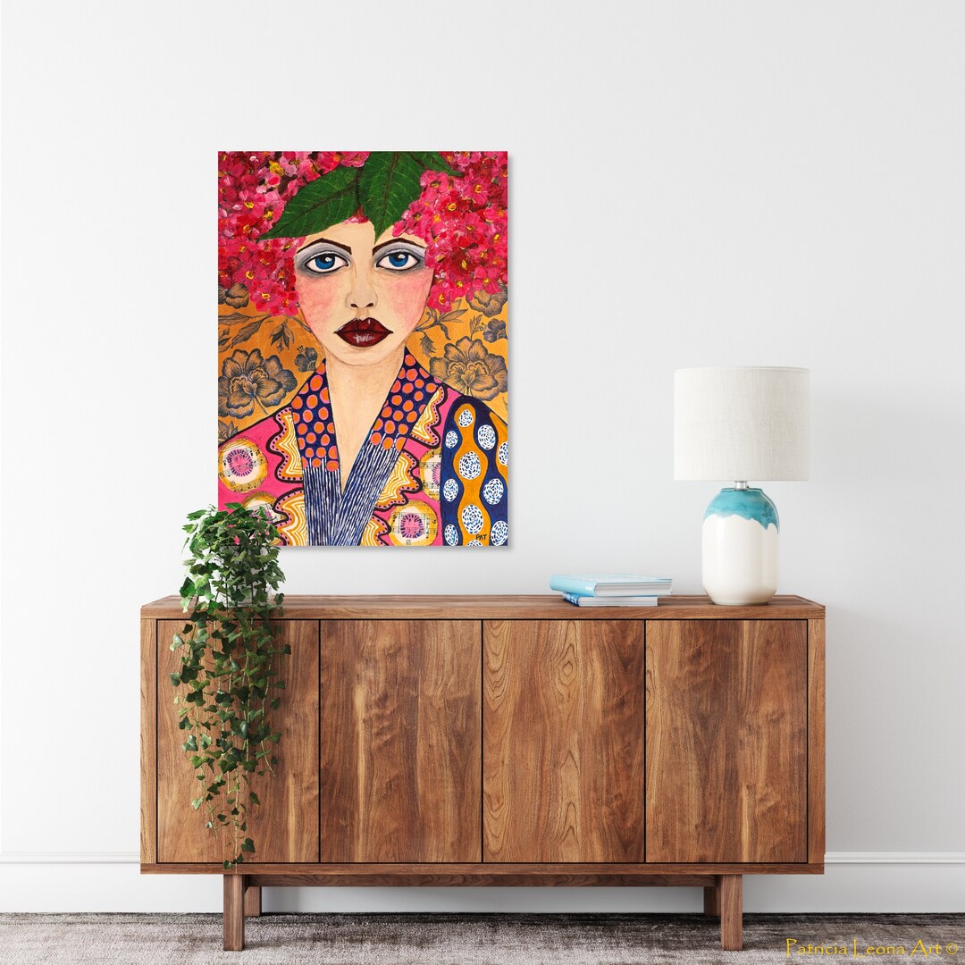 Floral Woman Wall Art Painting Art Print of Beauty in Bloom Woman on ...