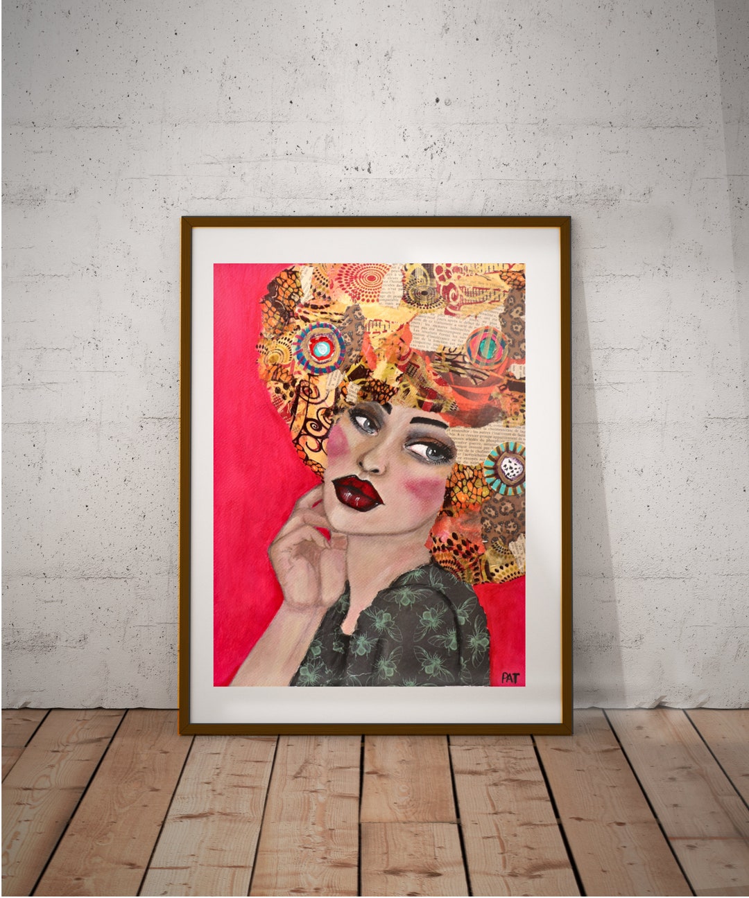 Modern Woman Acrylic Painting Original Modern Wall Art Print in Frame