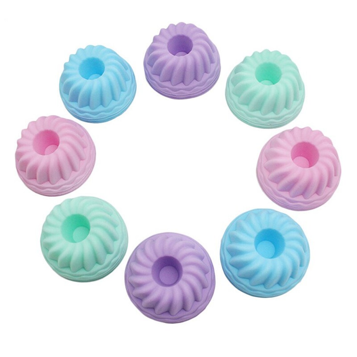 12 Piece Pastel Silicone Bundt Cupcake Liners Etsy