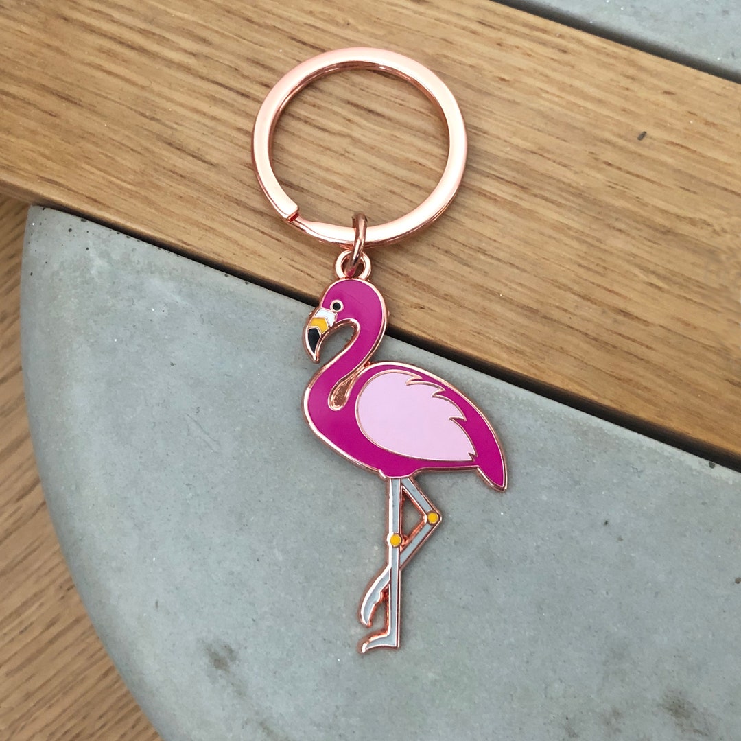 Pink Flamingo Keychain Etsy